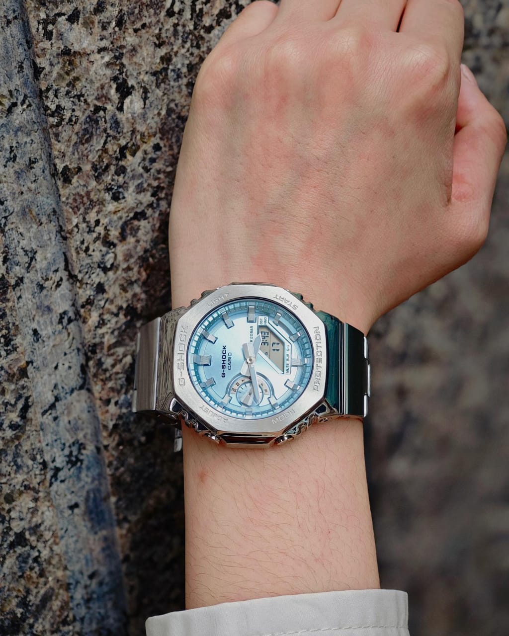 Casio G-Shock GM2100 – Premium Stainless Steel Analog-Digital Watch