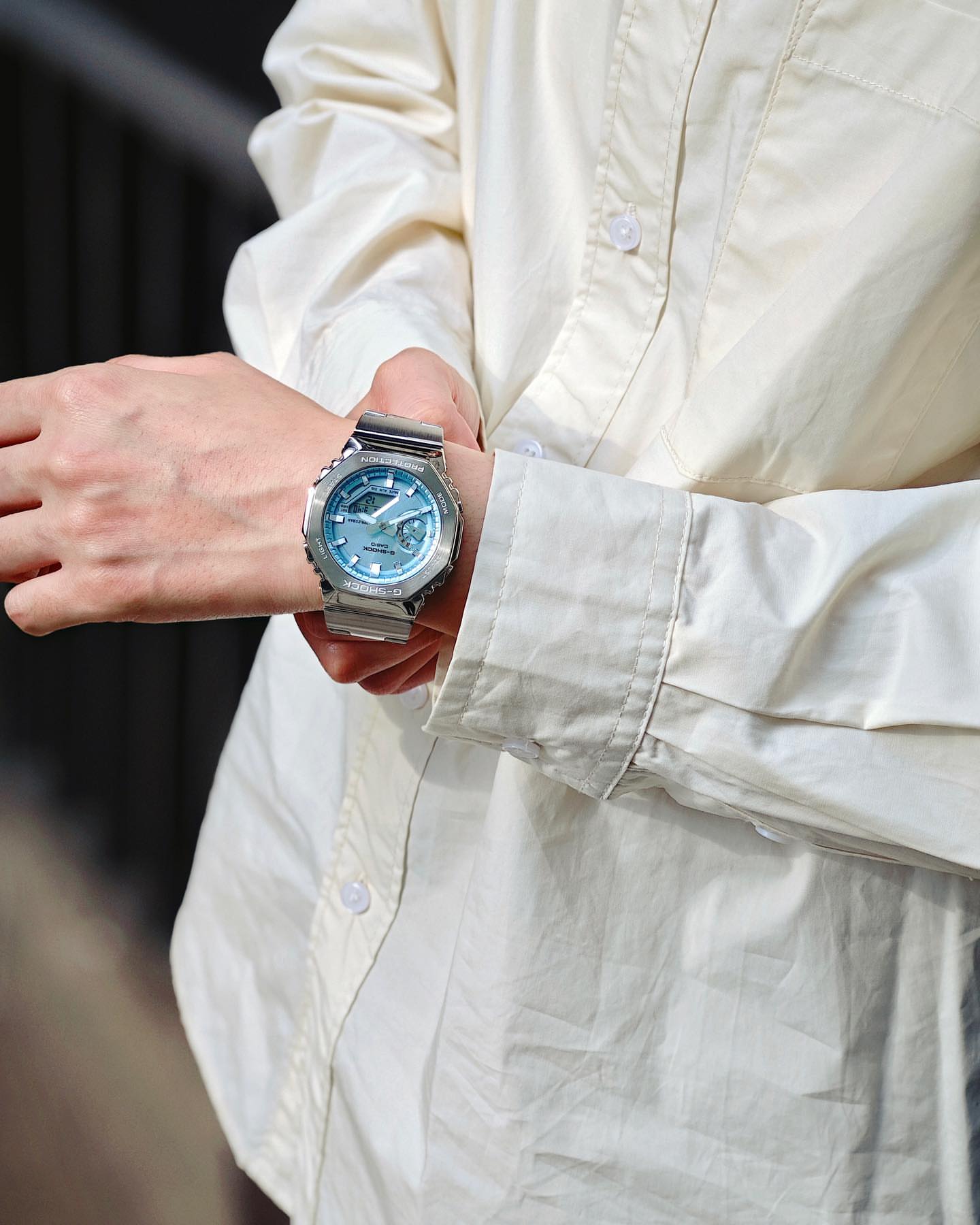 Casio G-Shock GM2100 – Premium Stainless Steel Analog-Digital Watch