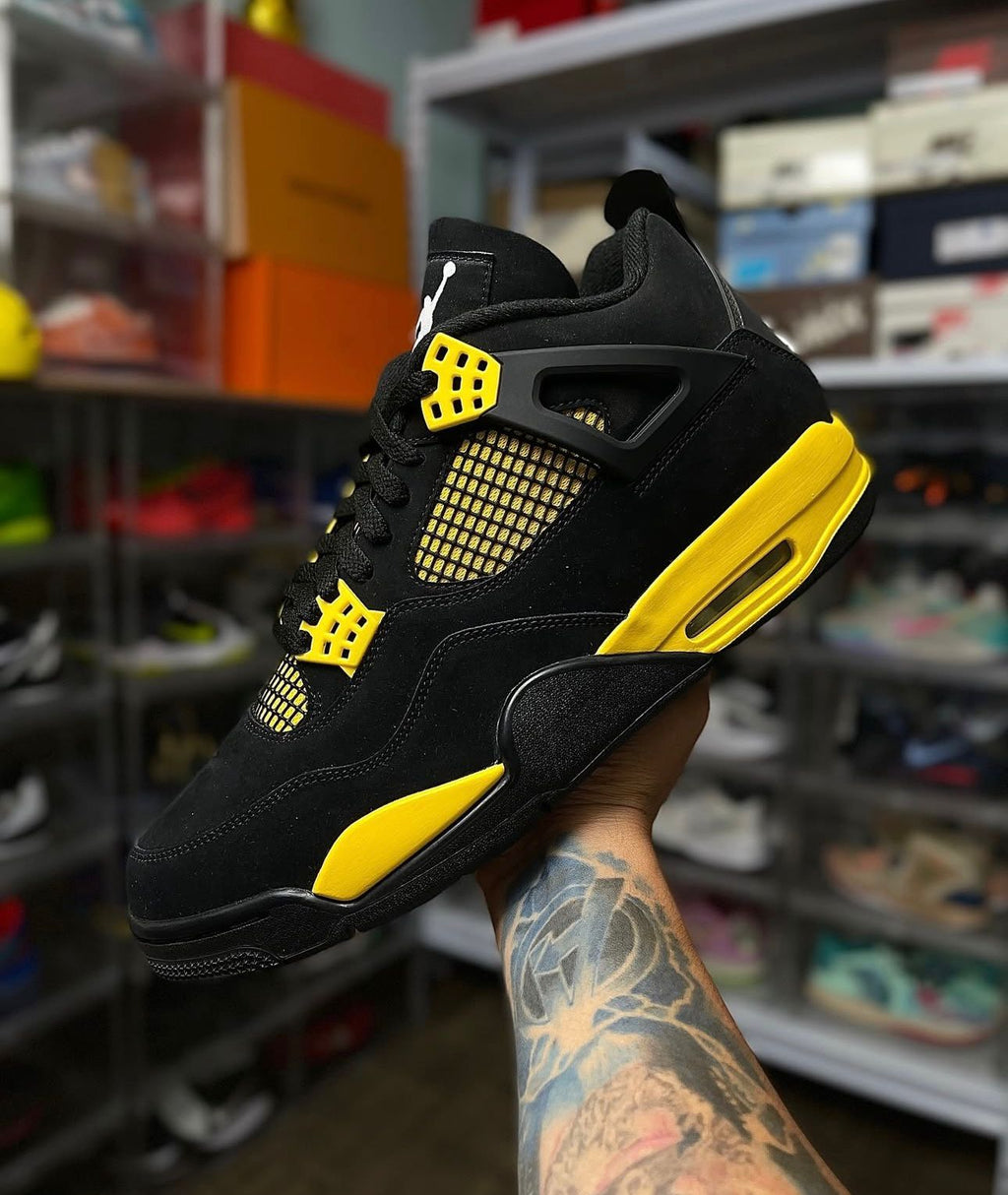 Nike Air Jordan 4 “Thunder Yellow” – Semi UA Premium Edition with OG Box, Keychain & Extra Lace