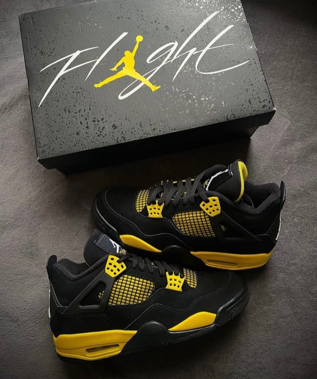 Nike Air Jordan 4 “Thunder Yellow” – Semi UA Premium Edition with OG Box, Keychain & Extra Lace