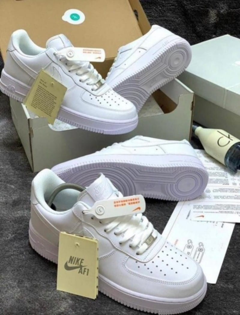 Nike Air Force 1 White Pure Leather – Premium Edition with Dust Bag & Keychain
