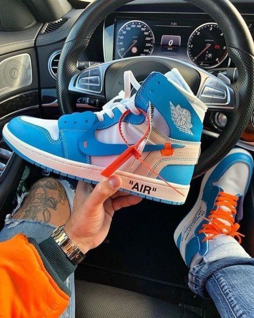 Nike Air Jordan 1 x Off-White “UNC Blue” – Premium Masterpiece Sneakers with Original Box